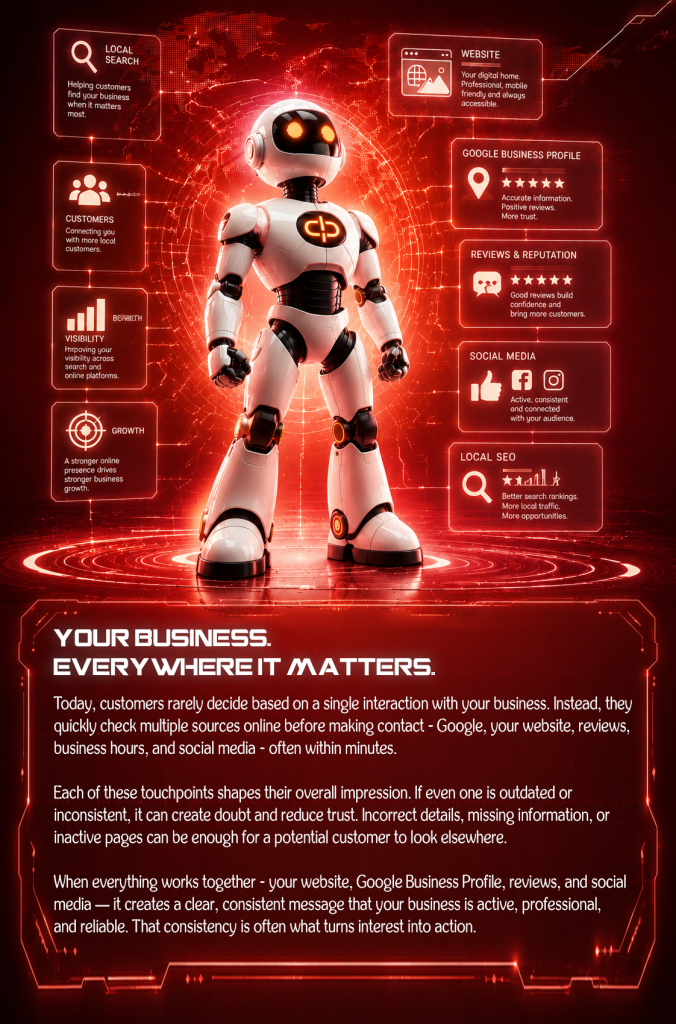 Digital services for small businesses including websites, Google Business Profiles and online presence management.