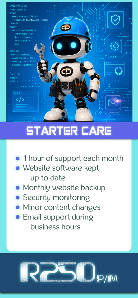 Website Maintenance. Monthly packages available